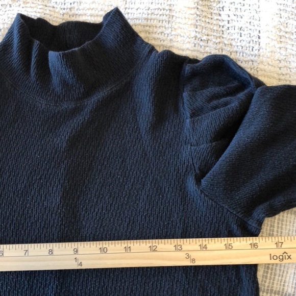 Free People Womens Long Sleeve Top Sz L Black Puff Sleeve Layer Basic Goth Easy - Picture 6 of 8